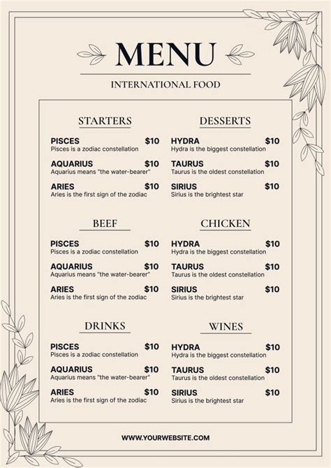 Menu at On